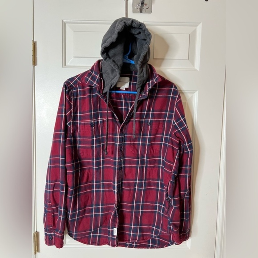 American Eagle Outfitters men’s medium flannel shirt with hood